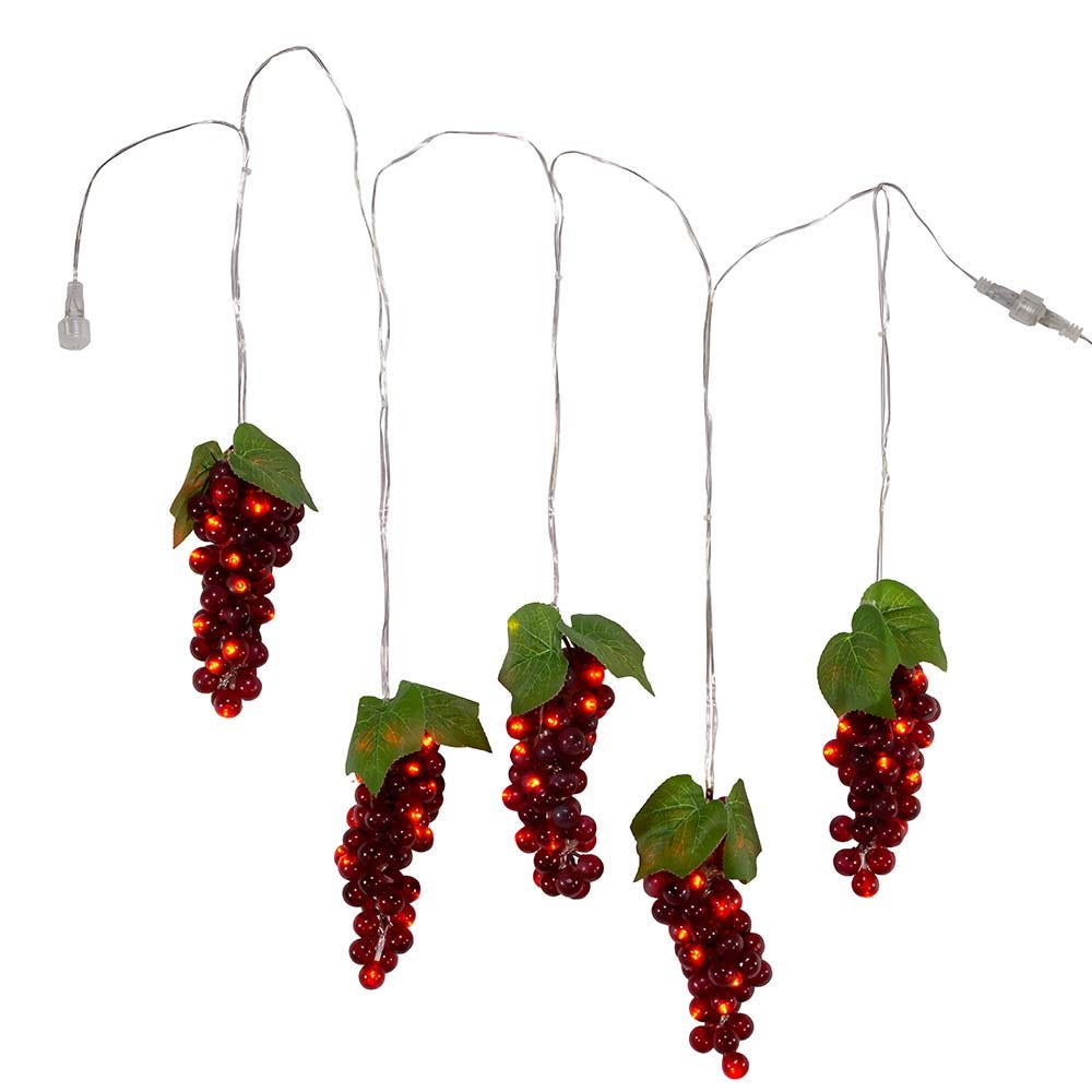 Kurt Adler 100-Light Burgundy LED Grape Light Set with 5 Grape Bunches